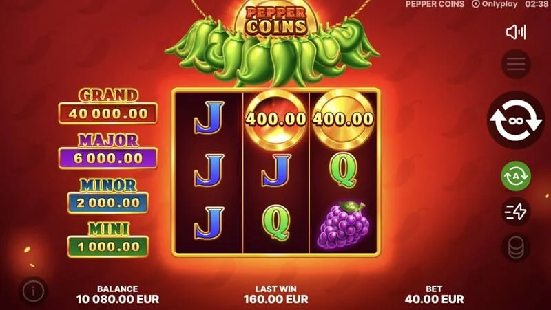 Pepper Coins - bonuskolikot Hold and Win -kierroksella